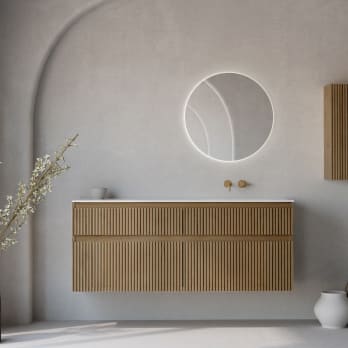 Conjunto de mueble de baño madera maciza palilleria Horizontal Alpes 7 Bruntec