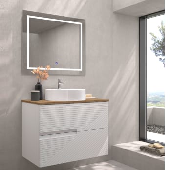 Mueble de baño con encimera de madera Limo Bruntec colores