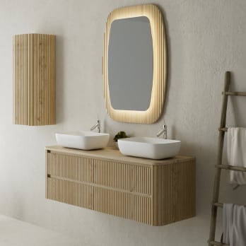 Mueble de baño con encimera de madera maciza Baviera Bruntec