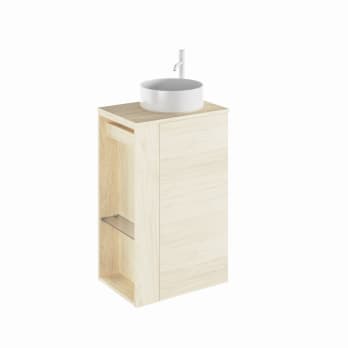 Mueble de baño Bassi Royo con encimera de madera  fondo reducido