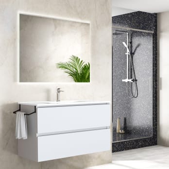 Mueble de baño blanco brillante