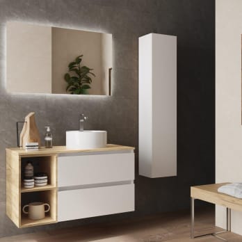 Conjunto mueble de baño con lavabo sobre encimera Bequia Salgar