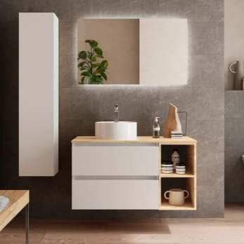 Conjunto mueble de baño con lavabo sobre encimera Bequia Salgar