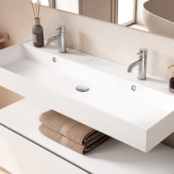 Lavabo encastrado para dos grifos de un seno 12 cm alto Lila Viso