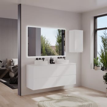 Mueble de baño lacado con encimera de madera Vilma Bruntec