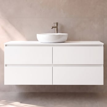 Mueble de baño MDF lacado con encimera de madera Vilma Bruntec