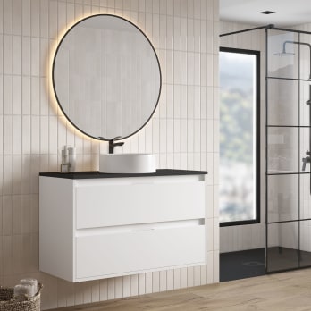 Mueble de baño con encimera Piedra Compactada negra Artemisa Bruntec