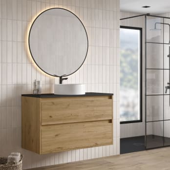 Mueble de baño con encimera Piedra Compactada negra Artemisa Bruntec