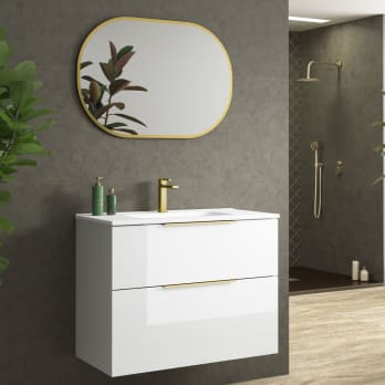 Conjunto mueble de baño fondo reducido 41cm Comet tirador dorado Coycama