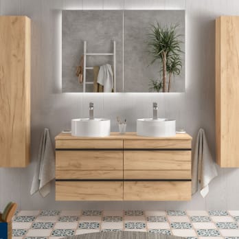 Conjunto mueble de baño con lavabo sobre encimera Born Salgar