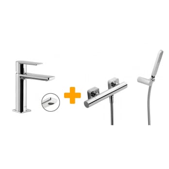 Pack grifo de lavabo + grifo de ducha monomando Loft Tres