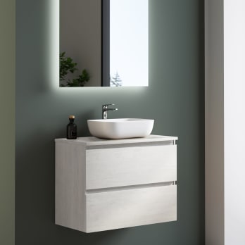 Mueble de baño fondo reducido 39 cm con encimera de madera Roma Bruntec