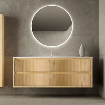 Mueble de baño madera maciza con encimera solid surface Alpes 19 Bruntec