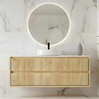 Mueble de baño madera maciza con encimera solid surface Alpes 19 Bruntec