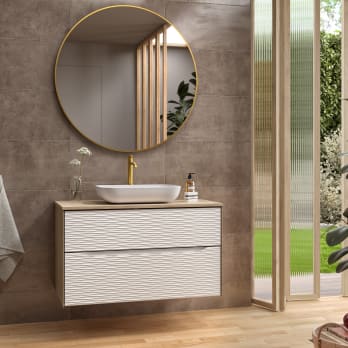 Mueble de baño con encimera de madera Sahara Coycama