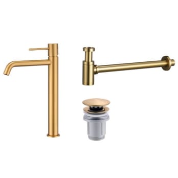 Pack Grifo de lavabo caño alto Monza Imex + Válvula click-clack + Sifón visto redondo