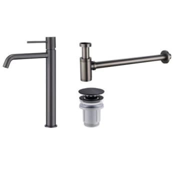 Pack Grifo de lavabo caño alto Monza Imex + Válvula click-clack + Sifón visto redondo