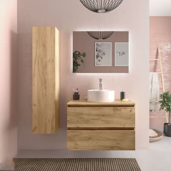 Conjunto mueble de baño con lavabo sobre encimera Bequia Salgar