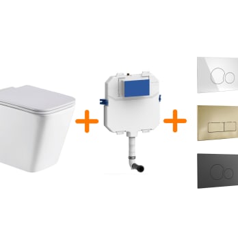 Pack Inodoro + cisterna empotrada + pulsador Square Bruntec
