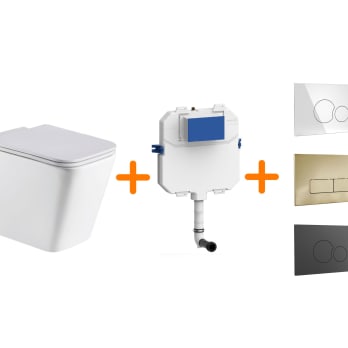 Pack Inodoro + cisterna empotrada + pulsador Square Bruntec