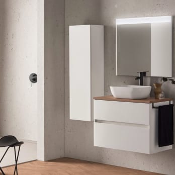 Conjunto mueble de baño con lavabo sobre encimera Glass Line Sanchís