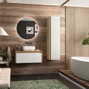 Mueble de baño Lambda con encimera de madera Coycama