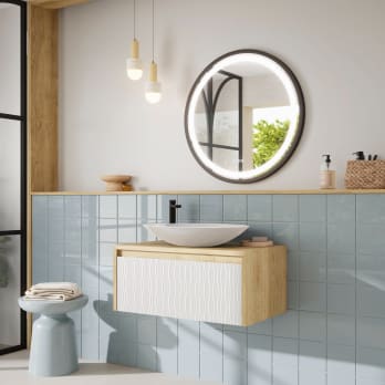 Mueble de baño Lambda con encimera de madera Coycama