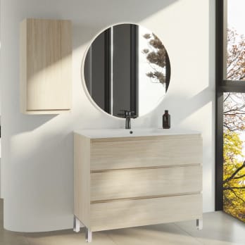 Mueble de baño color madera fondo reducido 37.8 cm Vilma Bruntec