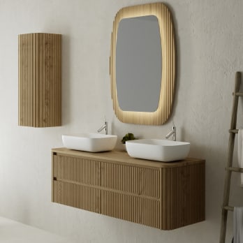 Mueble de baño con encimera de madera maciza Baviera Bruntec