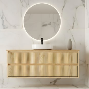 Mueble de baño madera maciza con encimera de madera Alpes 19 Bruntec