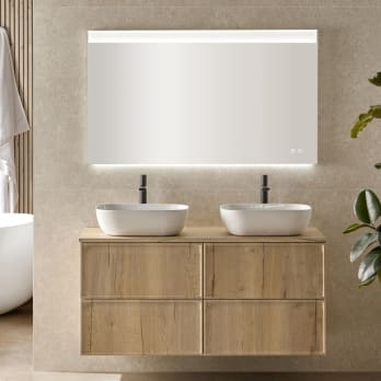 Conjunto mueble baño con encimera de madera Zama Sanchís