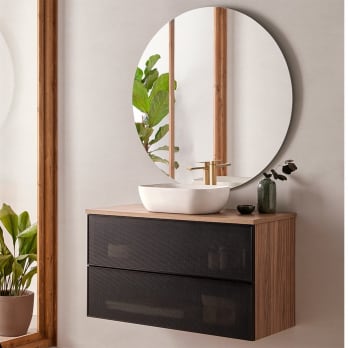 Conjunto mueble de baño frente de rejilla con encimera Koba Sanchís