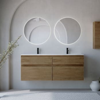 Conjunto de mueble de baño madera maciza palilleria Horizontal Alpes 7 Bruntec