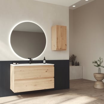 Mueble de baño color madera fondo reducido 37.8 cm Vilma Bruntec
