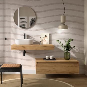 Conjunto mueble de baño con encimera del mismo color del mueble y cajonera Domus Salgar