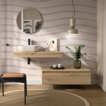 Conjunto mueble de baño con encimera del mismo color del mueble y cajonera Domus Salgar