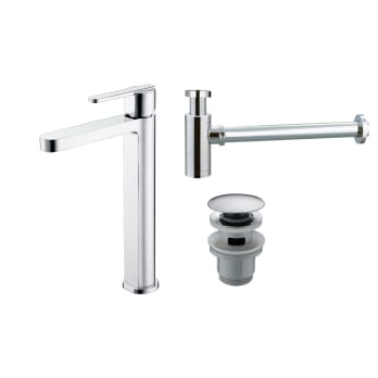 Pack Grifo de lavabo caño alto Roma Imex + Válvula click-clack + Sifón