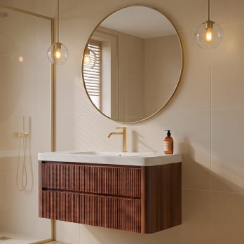 Conjunto de mueble de baño con lavabo Solid Surface Duna Bruntec