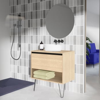 Conjunto mueble de baño con lavabo sobre encimera Yoko Top Amizuva