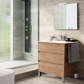 Mueble baño lavabo,Gabinete de tocador de baño con conjunto combinado de  lavabo, conjunto de lavabo de tocador de baño montado en la pared Fregadero  de cerámica de montaje inferior ( Color 