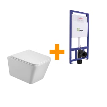 Pack inodoro suspendido + cisterna empotrada Square Bruntec