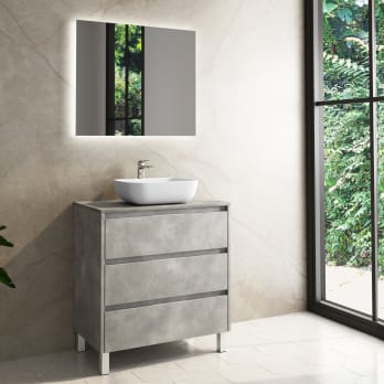 Mueble de baño con encimera de madera Boston Bruntec