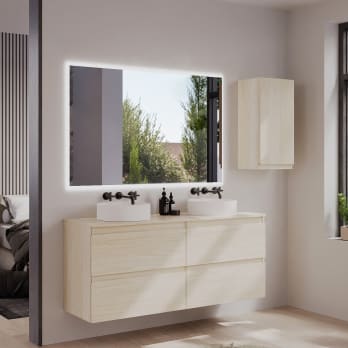 Mueble de baño color madera con encimera de madera Vilma Bruntec