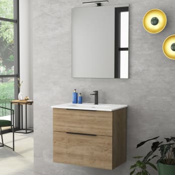 Conjunto mueble de baño fondo reducido 41cm Comet tirador negro Coycama