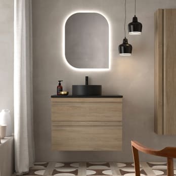 Conjunto mueble de baño con lavabo sobre encimera de microtec Natalia Avila Dos