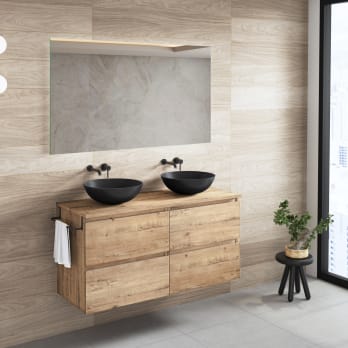 Mueble de baño con encimera de madera Roma Bruntec