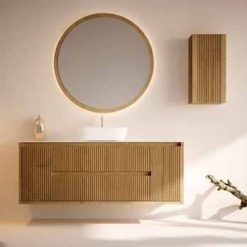Mueble de baño madera maciza con encimera de solid surface Alpes 13 Bruntec