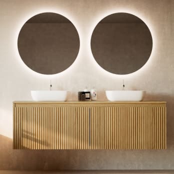 Mueble de baño madera maciza con encimera de madera Alpes 4 Bruntec