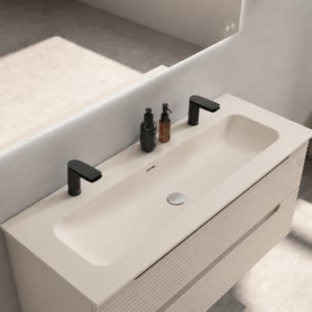 Lavabo encastrado para dos grifos de un seno Idea Match Viso