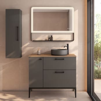 Mueble de baño con banquillo, encimera de madera Verso VisoBath